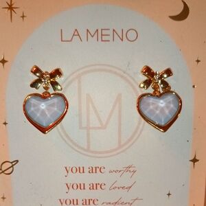 La Meno blue heart dangle earrings with 925 posts
